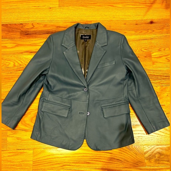 Jackets & Blazers - Genuine Leather Slate Blue Blazer